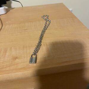 Silver Chain Necklace with Padlock Pendant